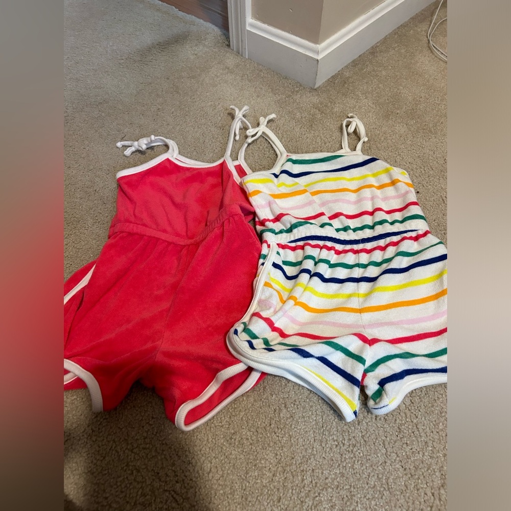 2 size 5t terry rompers